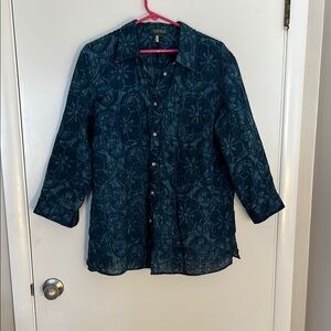 Ralph Lauren Blue Floral Blouse 1X